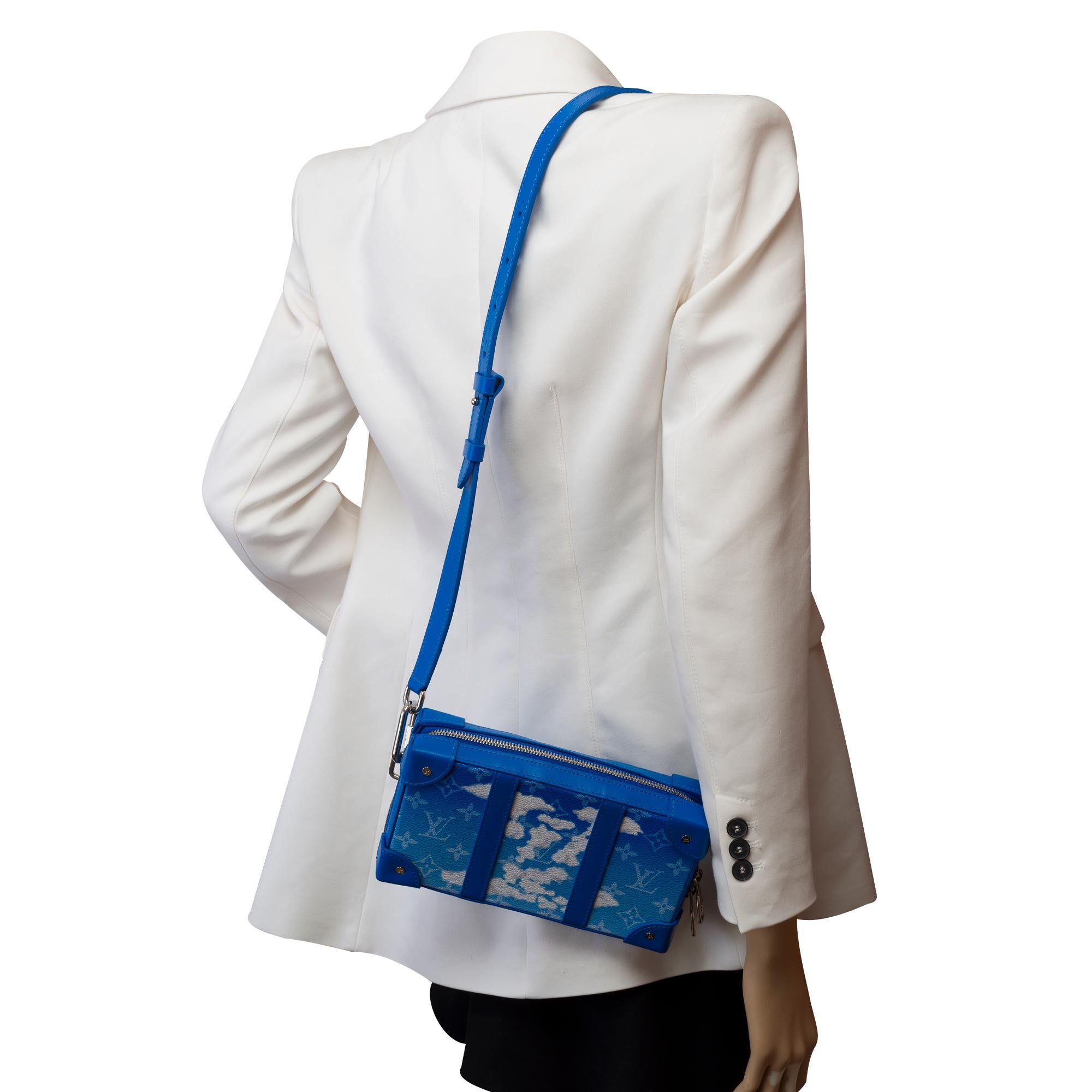 Rare Limited edition Clouds Louis Vuitton Soft Trunk in blue canvas , PHW 7