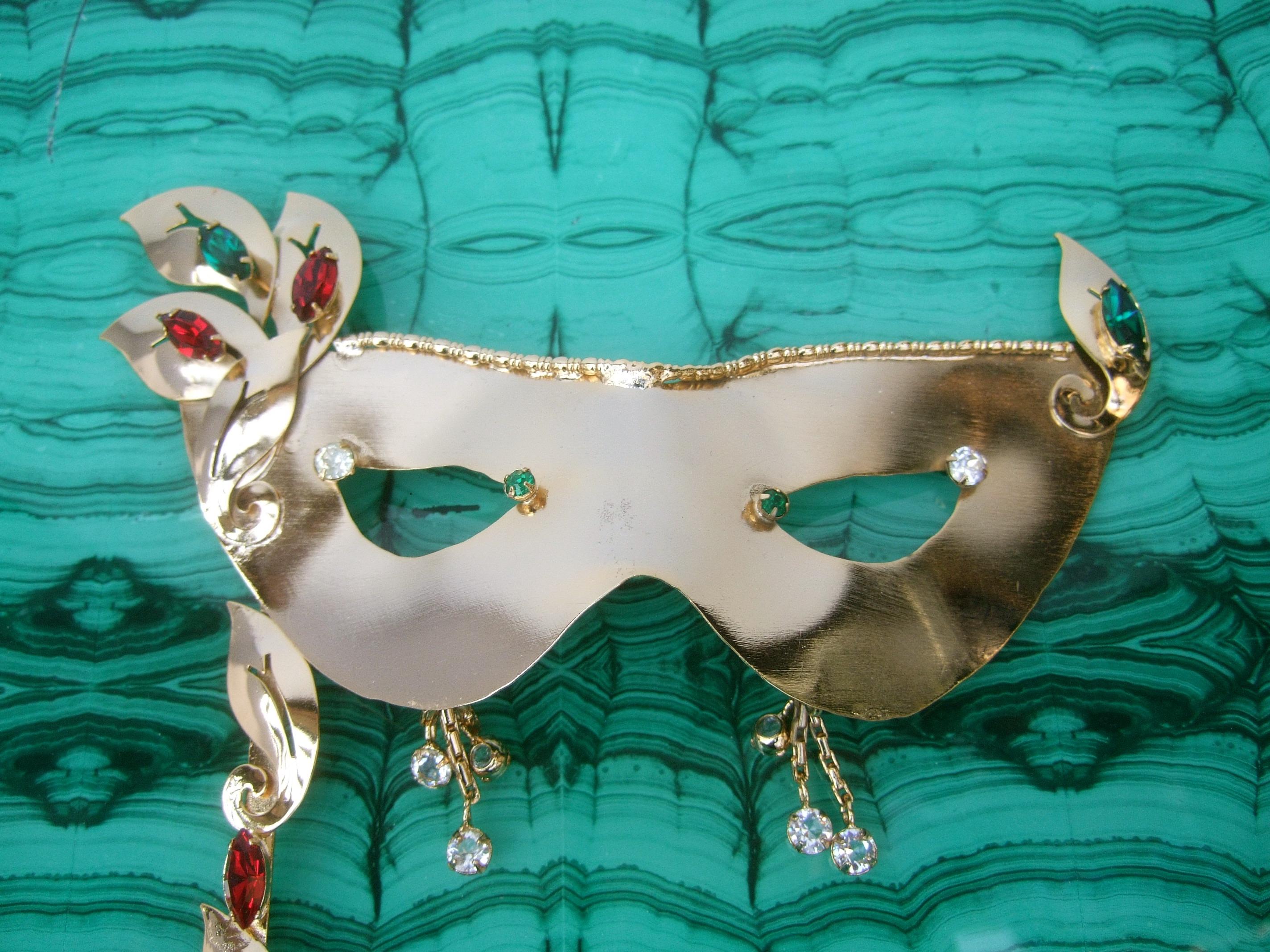 Rare Limited Edition Gilt Metal Mardi Gras Crystal Jeweled Mask by Joseff c 2013 For Sale 7