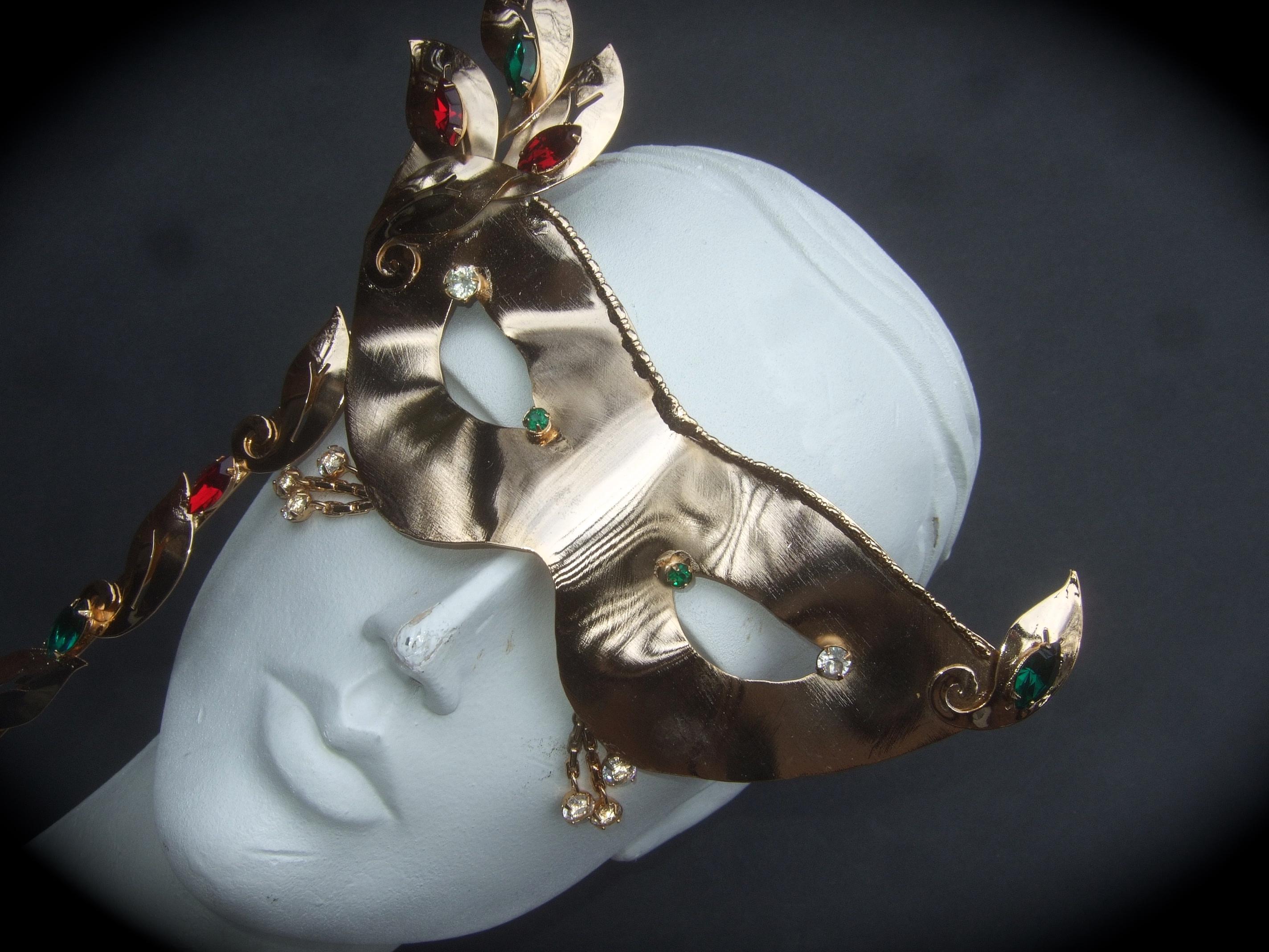 Rare Limited Edition Gilt Metal Mardi Gras Crystal Jeweled Mask by Joseff c 2013 For Sale 11