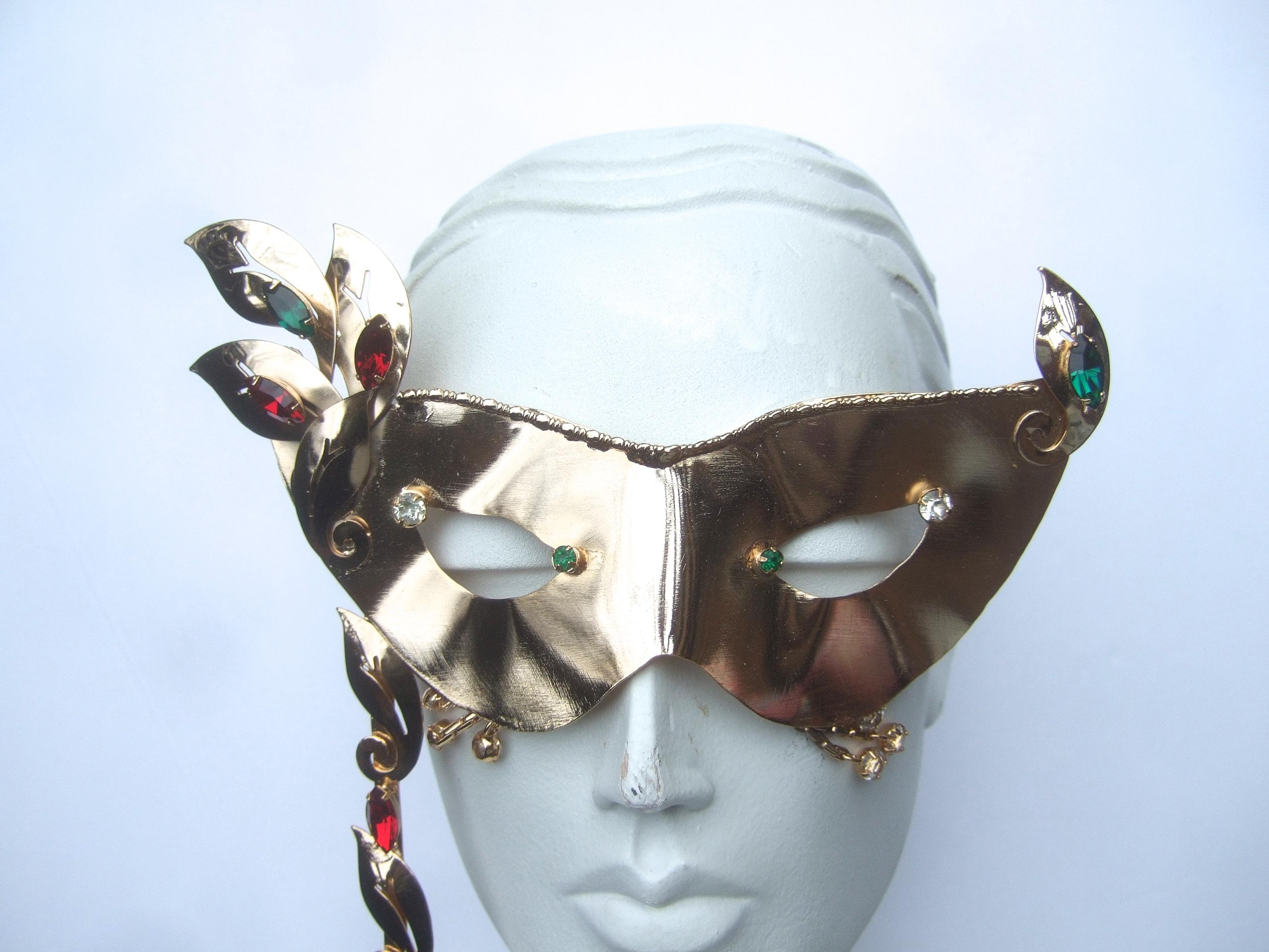 Rare Limited Edition Gilt Metal Mardi Gras Crystal Jeweled Mask by Joseff c 2013 For Sale 12