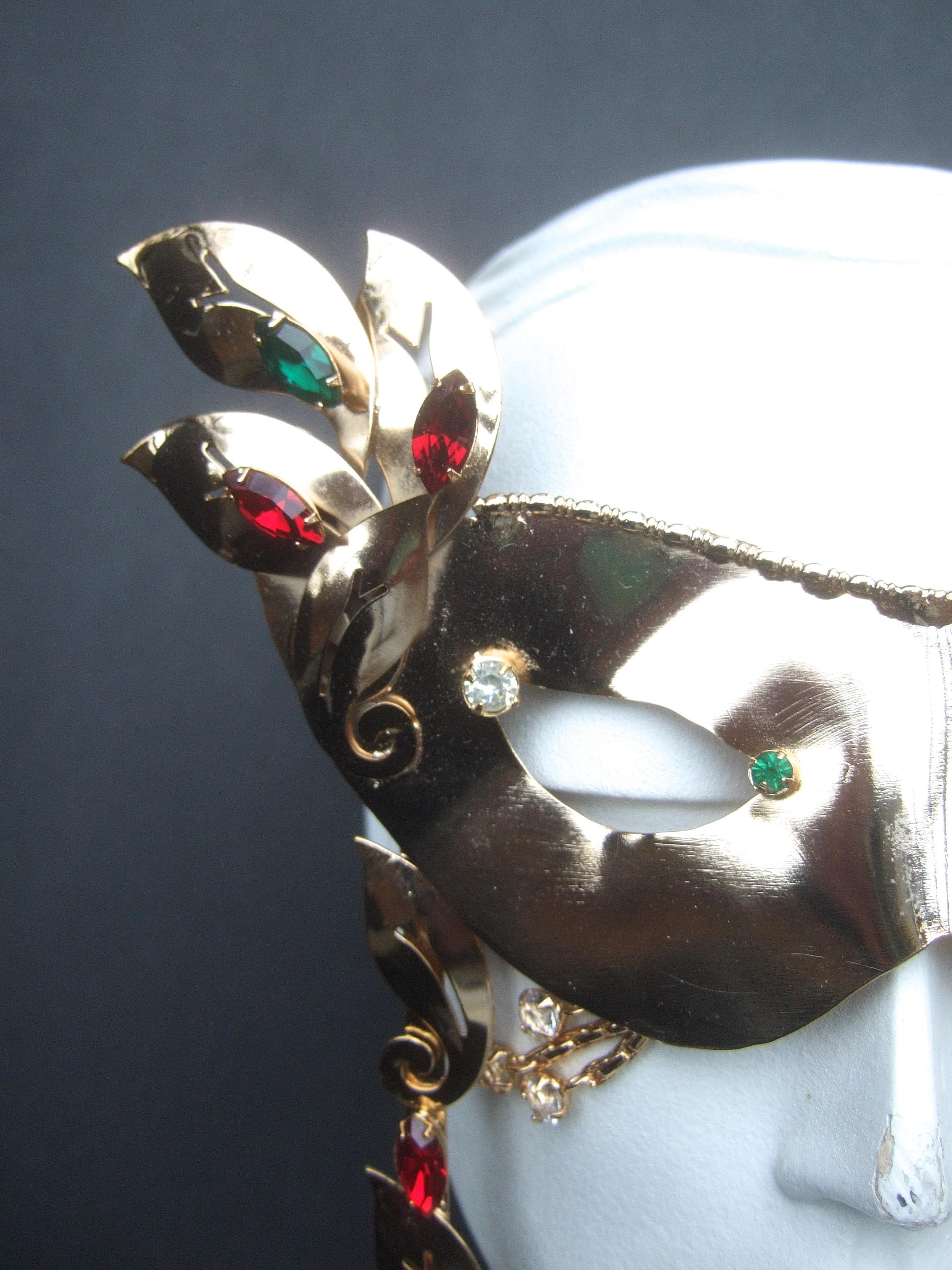 Rare Limited Edition Gilt Metal Mardi Gras Crystal Jeweled Mask by Joseff c 2013 For Sale 13