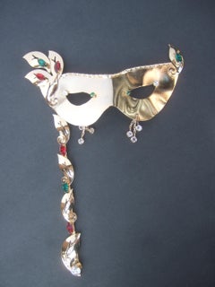 Rare Limited Edition Gilt Metal Mardi Gras Crystal Jeweled Mask by Joseff c 2013