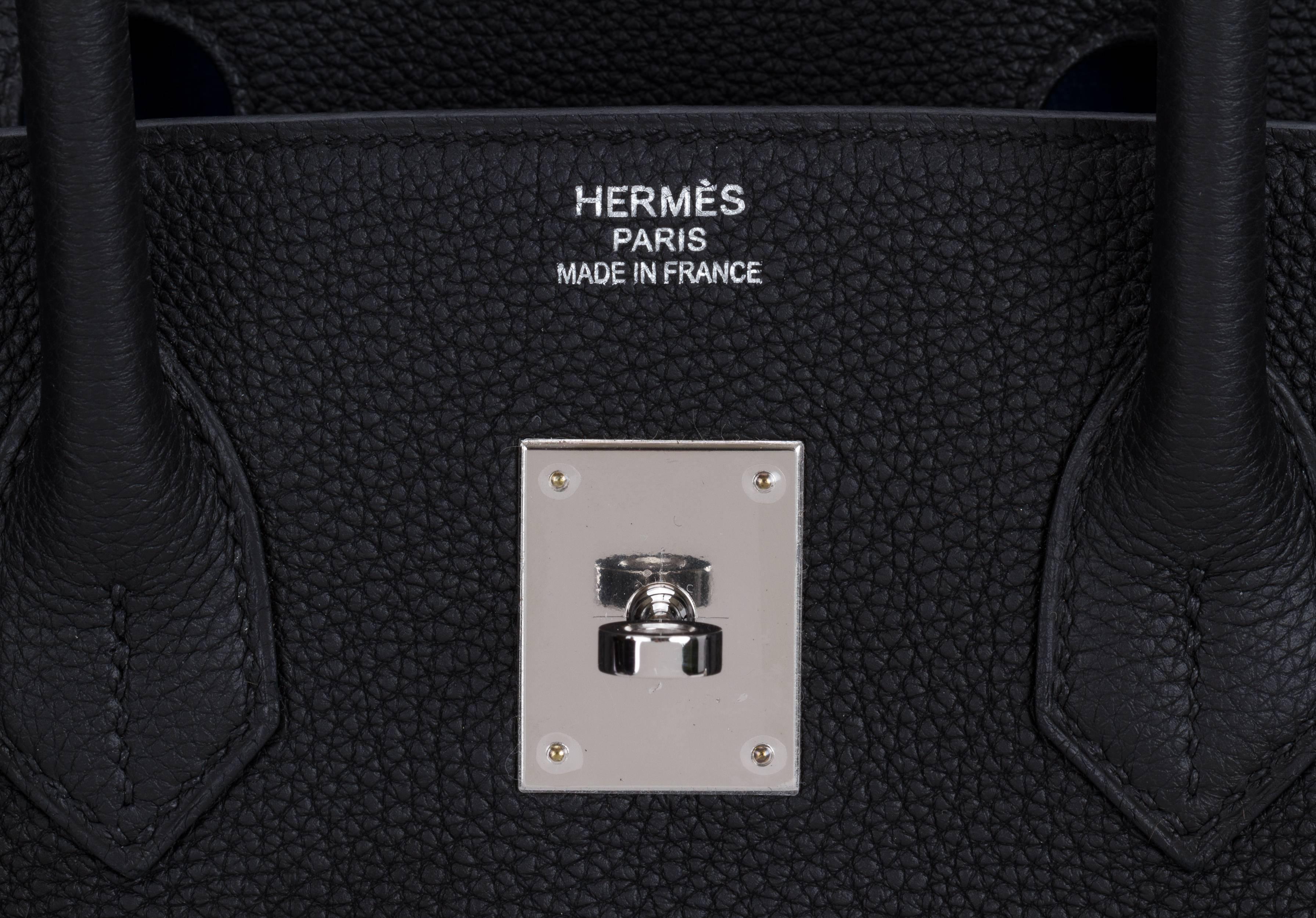 Rare Limited Edition Hermes Birkin 35 Verso Black Blue Agate Bag 2