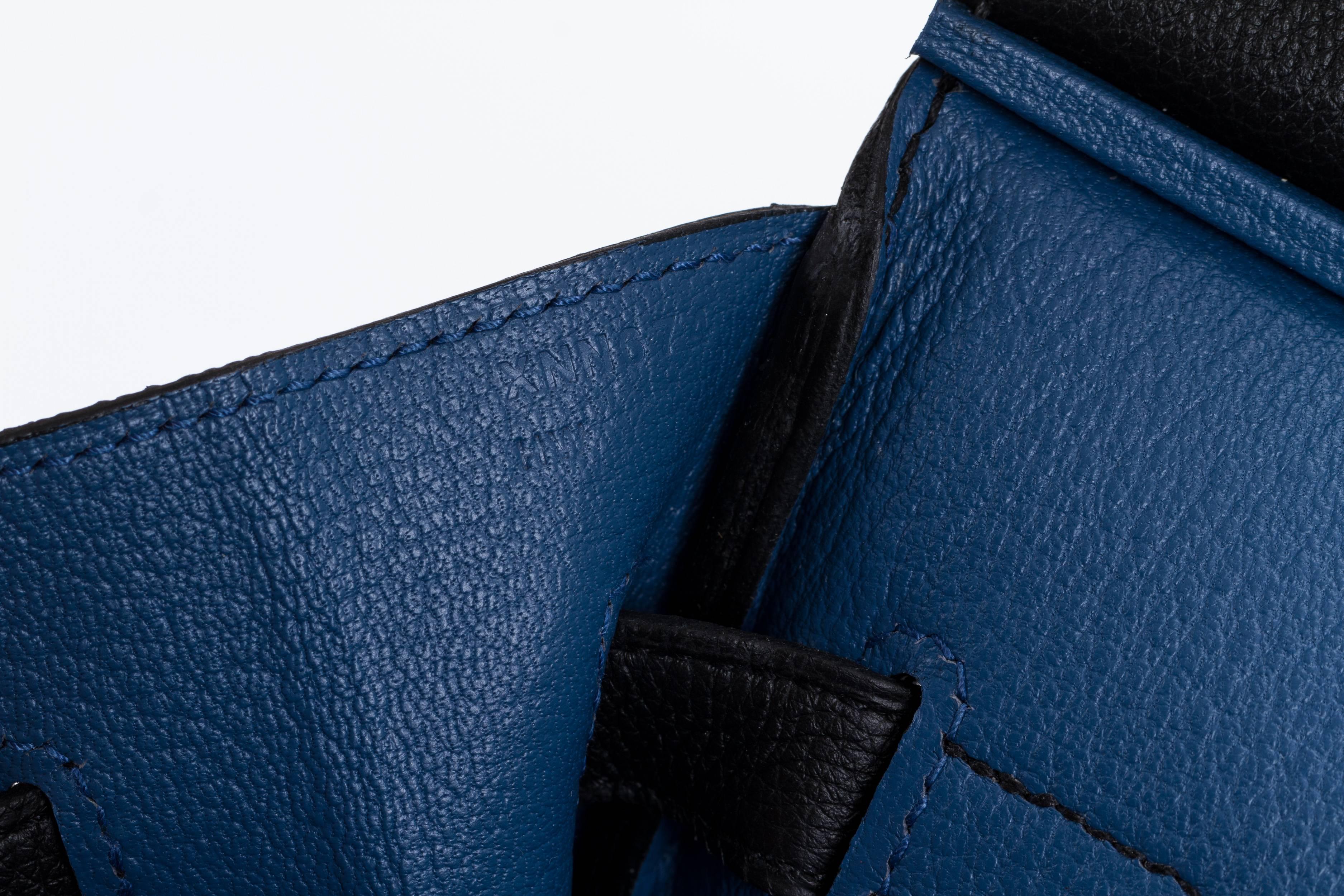 Rare Limited Edition Hermes Birkin 35 Verso Black Blue Agate Bag 3