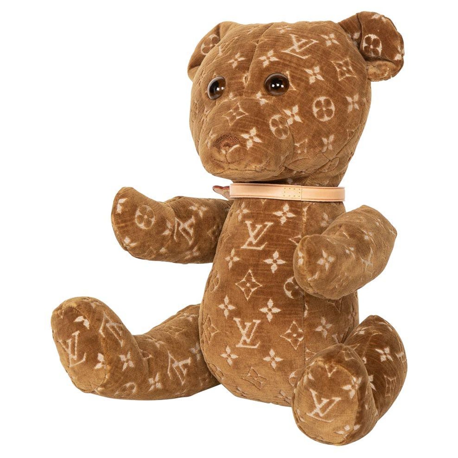 LOUIS VUITTON Velvet Calfskin Monogram DouDou Teddy Bear Natural 1131289