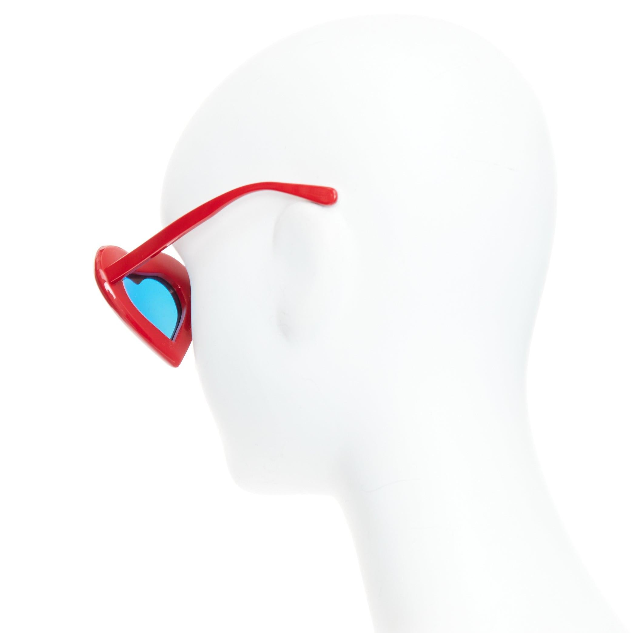 Women's rare LINDA FARROW Yazbukey YAZ71 pink red heart frame sunglasses For Sale
