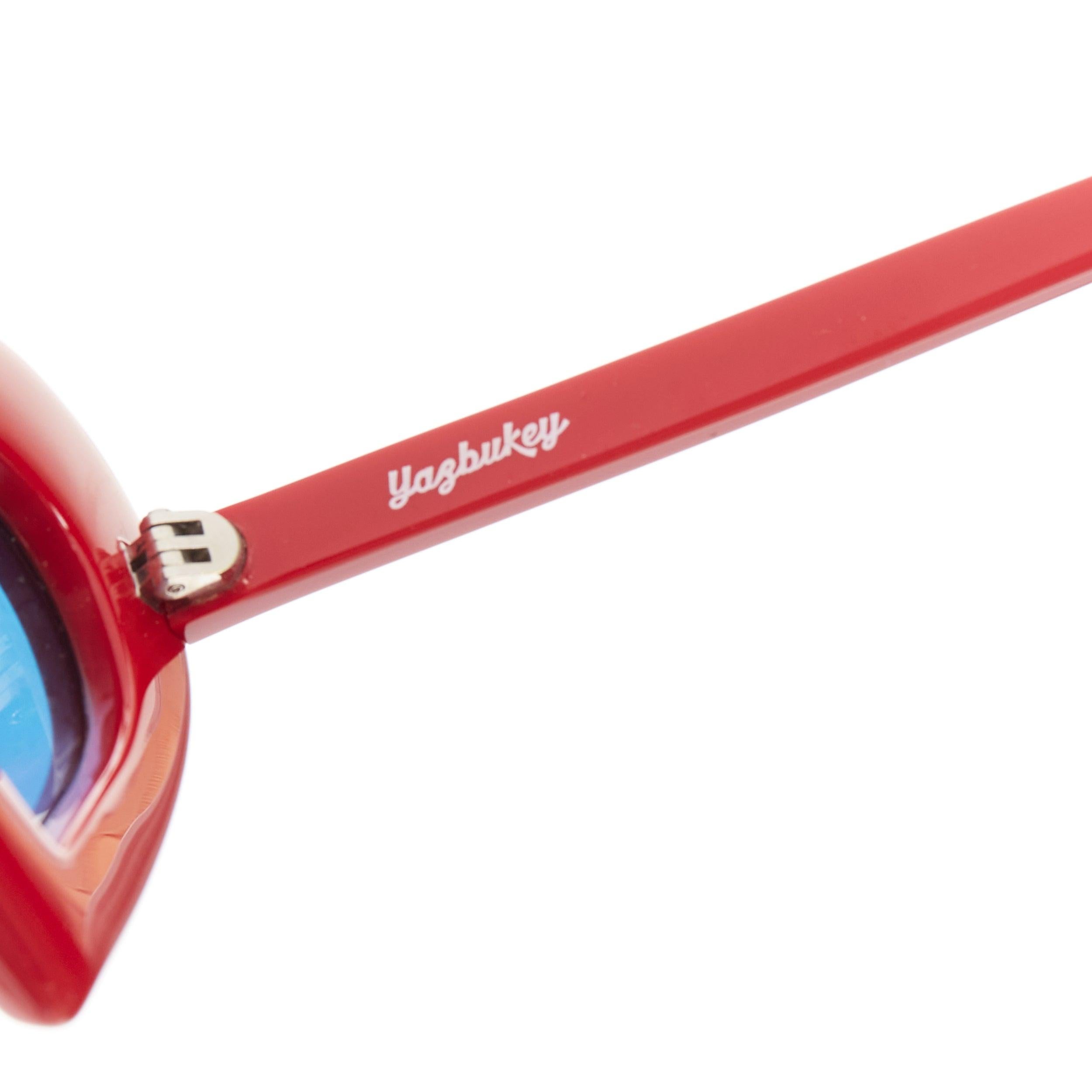 rare LINDA FARROW Yazbukey YAZ71 pink red heart frame sunglasses For Sale 3