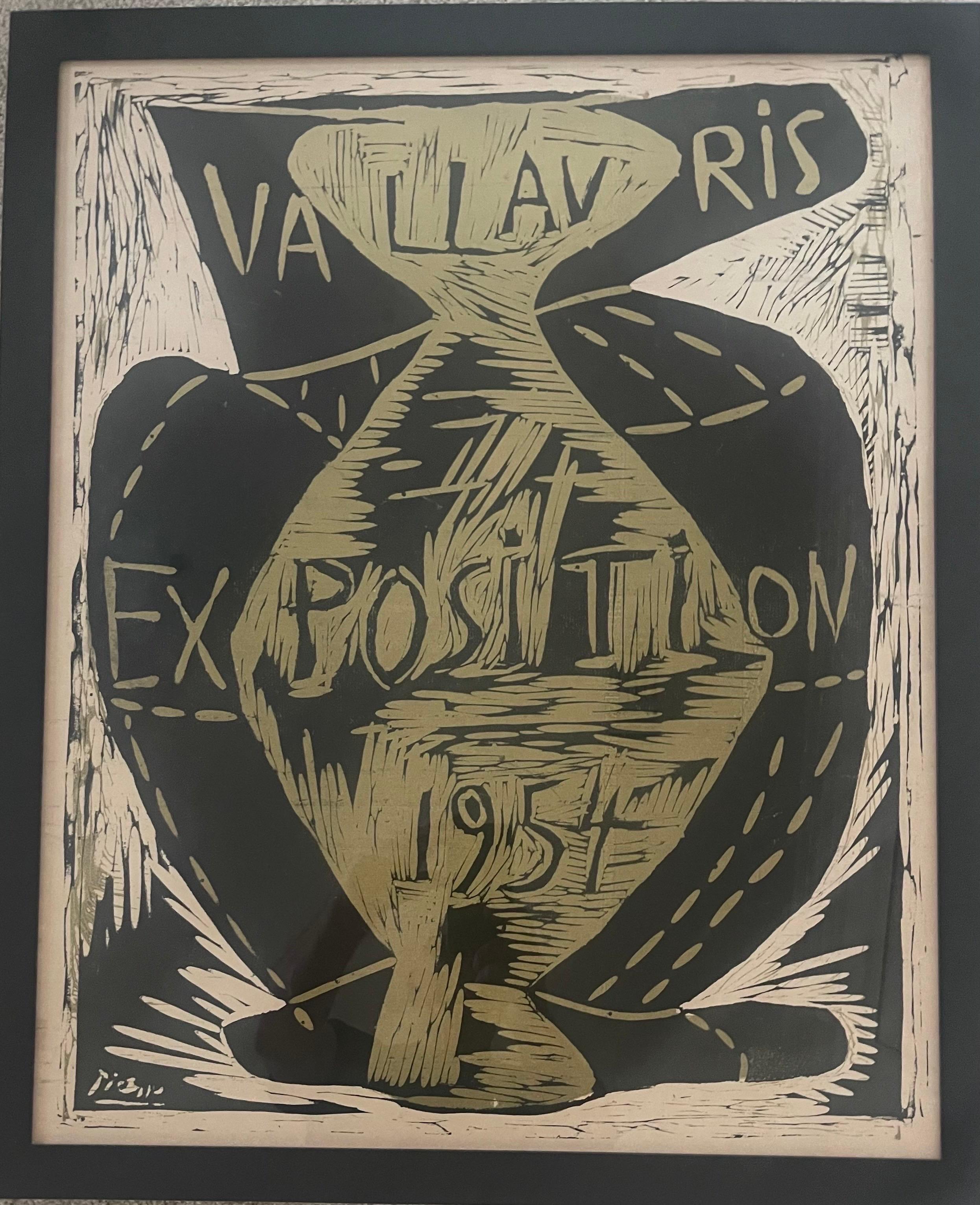 Seltenes Linocut-Poster „Vallavris-Ausstellung 1954“ von Pablo Picasso (Moderne der Mitte des Jahrhunderts) im Angebot
