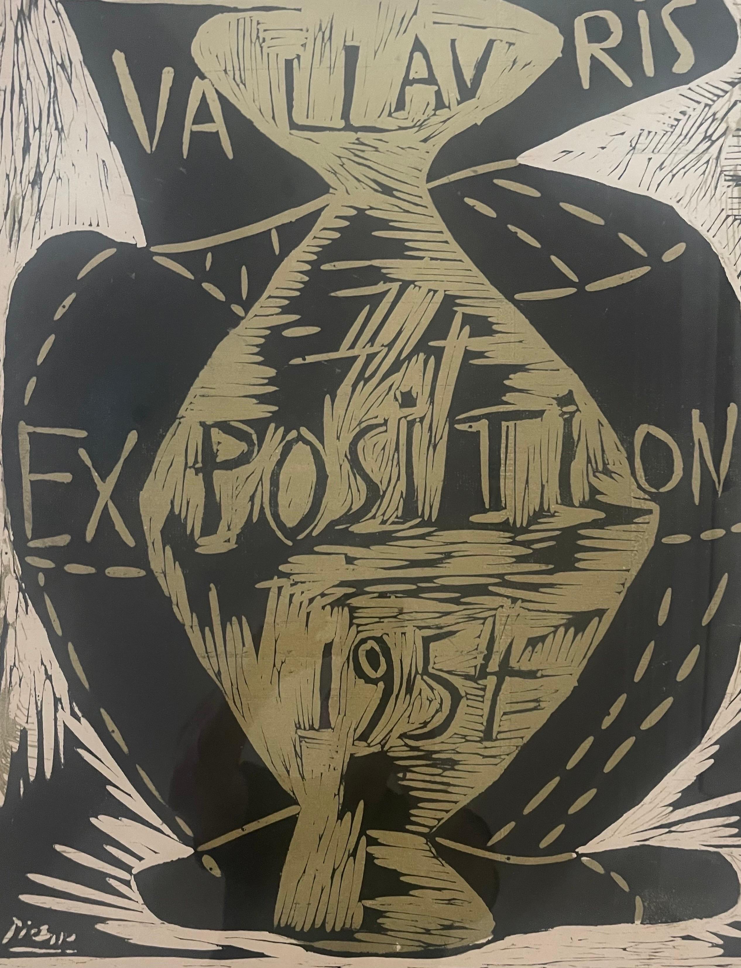 Seltenes Linocut-Poster „Vallavris-Ausstellung 1954“ von Pablo Picasso (Französisch) im Angebot