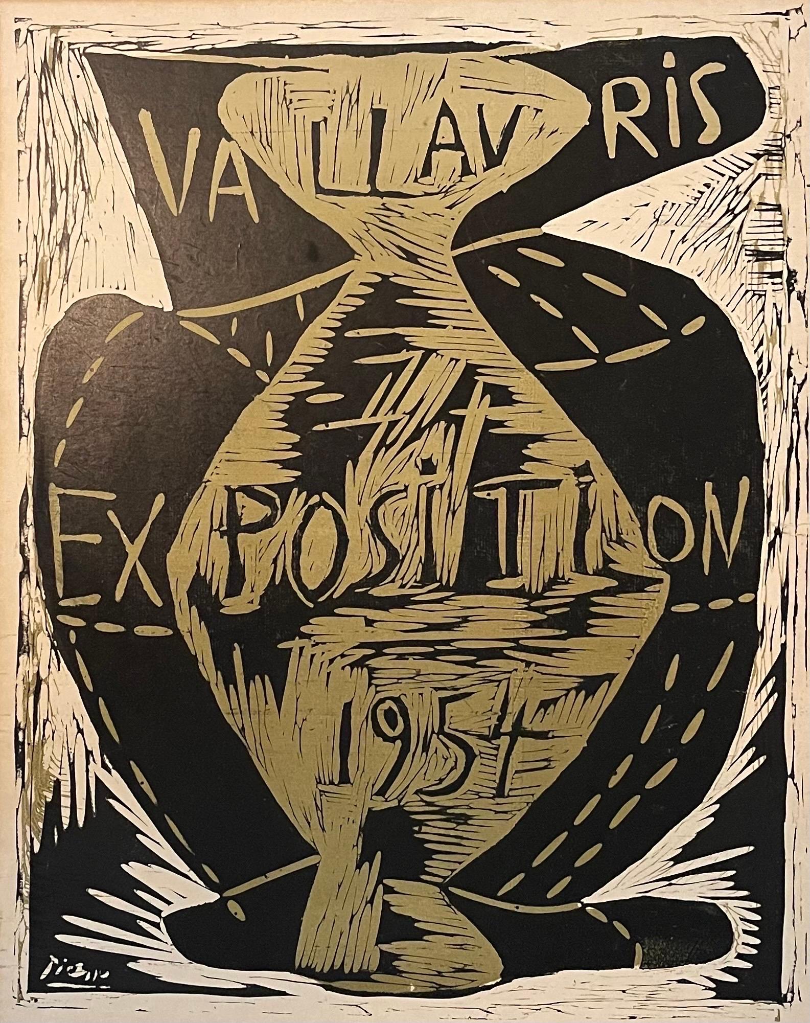 Seltenes Linocut-Poster „Vallavris-Ausstellung 1954“ von Pablo Picasso im Zustand „Gut“ im Angebot in San Diego, CA