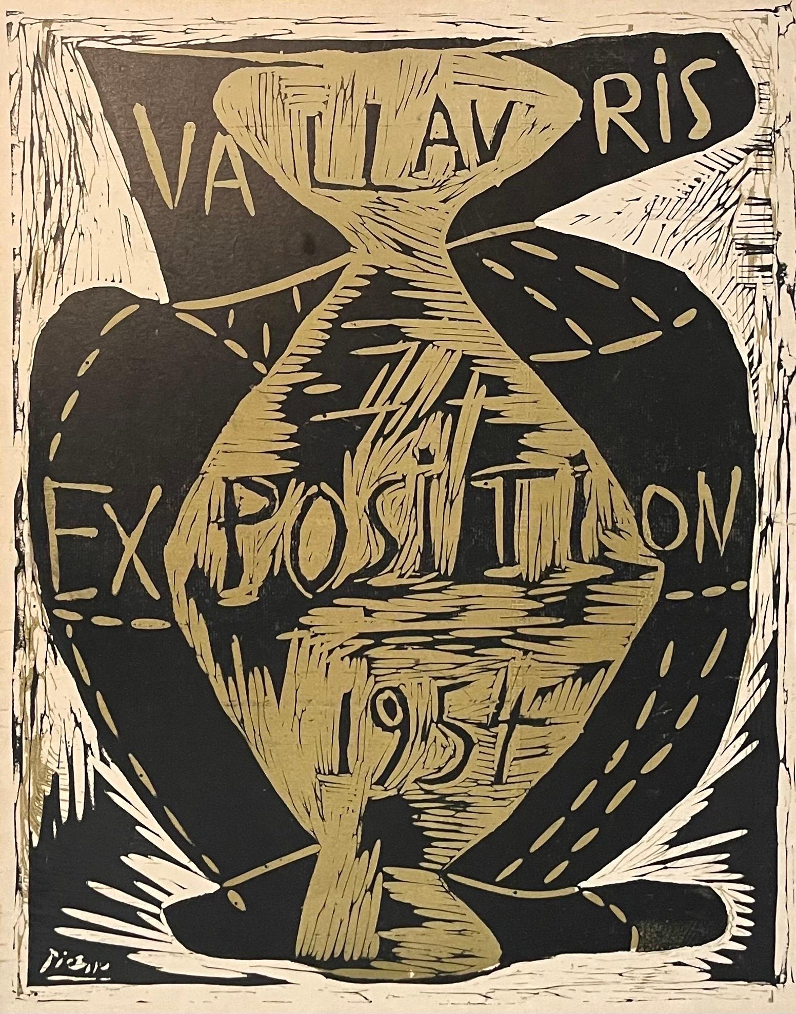Seltenes Linocut-Poster „Vallavris-Ausstellung 1954“ von Pablo Picasso (20. Jahrhundert) im Angebot