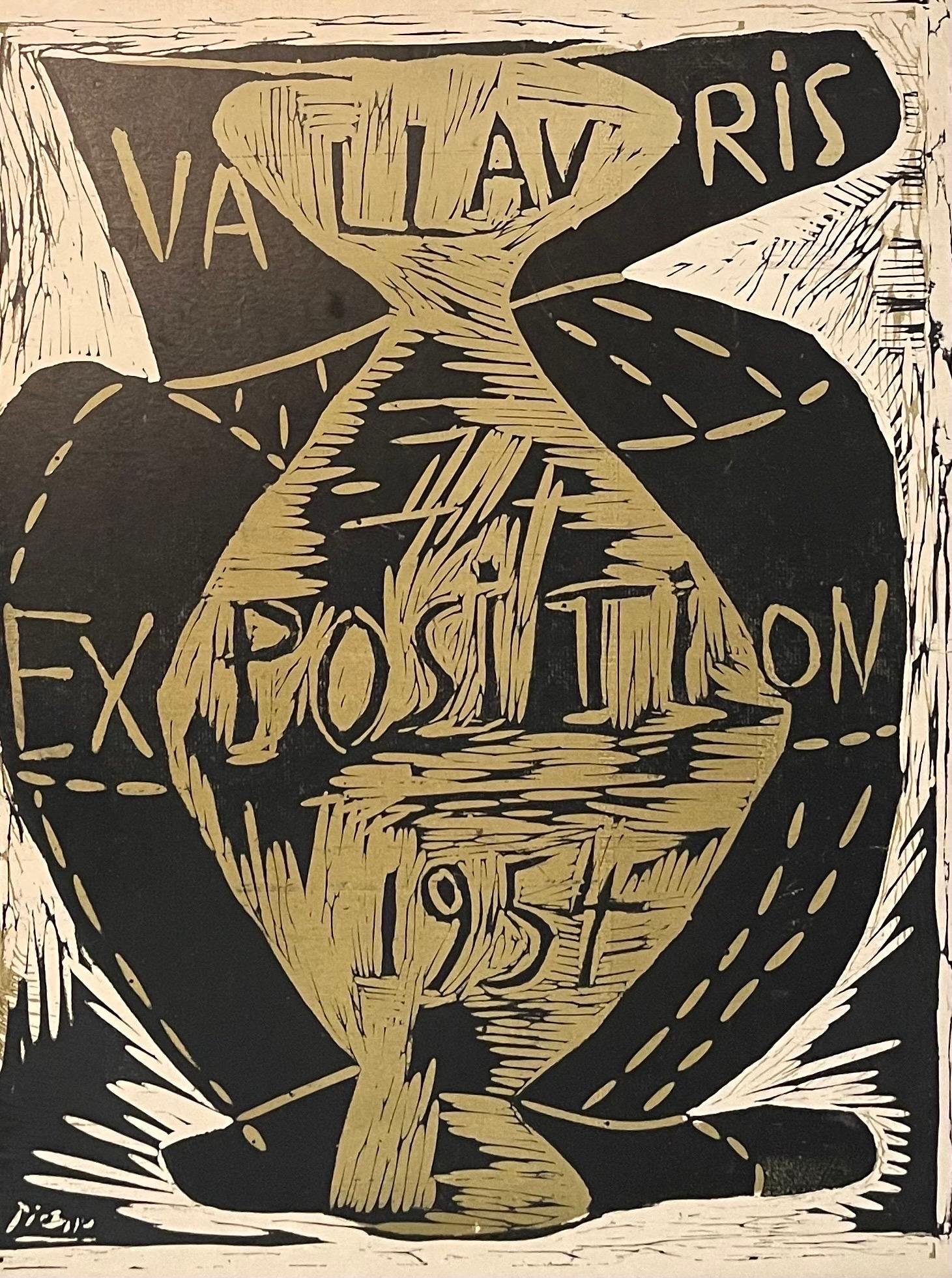 Seltenes Linocut-Poster „Vallavris-Ausstellung 1954“ von Pablo Picasso (Papier) im Angebot