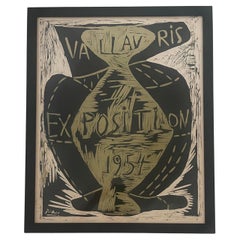 Rare Linocut Poster "Vallavris Exhibition 1954" by Pablo Picasso