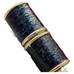 Raro mini Pintalabios QUART DE TOUR, Francia, Encendedor Vintage Piel de Serpiente Petróleo