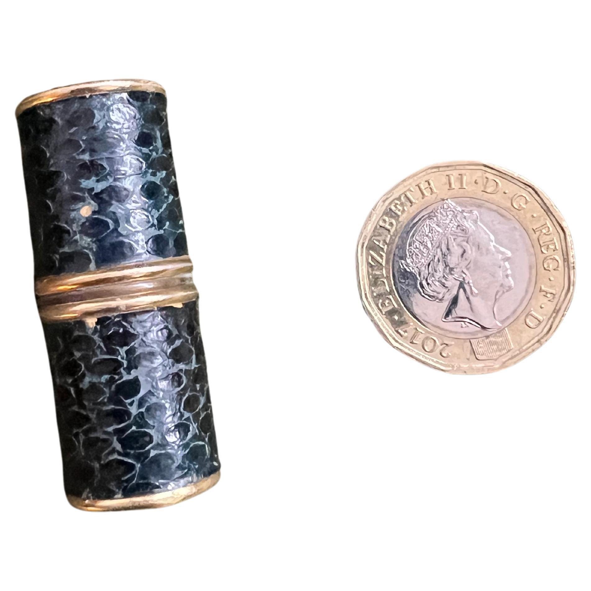 Rare mini Lipstick QUART DE TOUR, France, Vintage Snake Skin Petrol Lighter For Sale