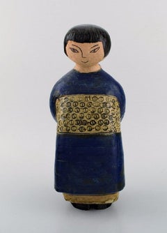 Rare Lisa Larson Figure in Glazed Ceramics, Japanese Mother with Child, 1970s