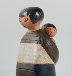 Rare Lisa Larson Figure in Glazed Ceramics, Japanese Mother with Child, 1970s