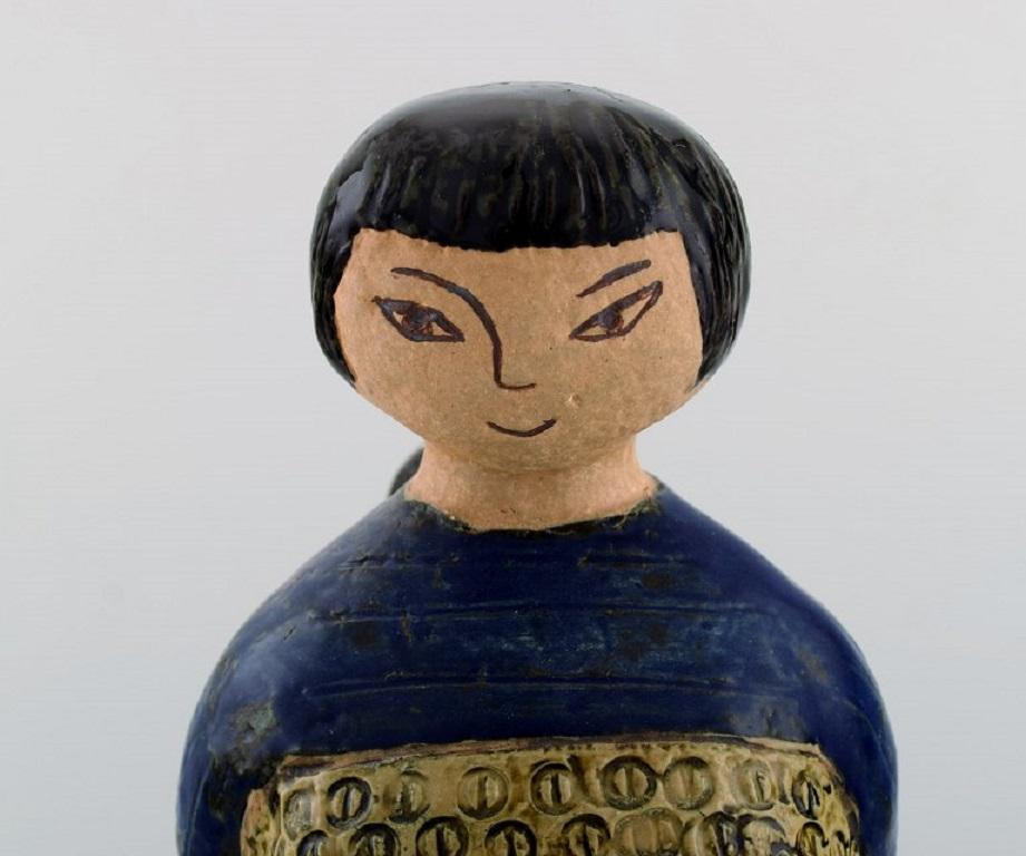 Swedish Rare Lisa Larson Figure in Glazed Ceramics, Japanese Mother with Child, 1970s