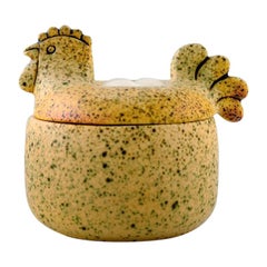 Rare Lisa Larson Lidded Jar in the Shape of Hen, Glazed Ceramics