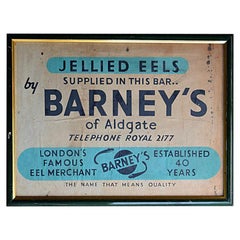 Rare Lithograph Barneys of Aldgate Jellied Eels Advertising Sign