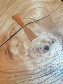 Rare Live Edge Chestnut Long Desk, in the Manner of George Nakashima