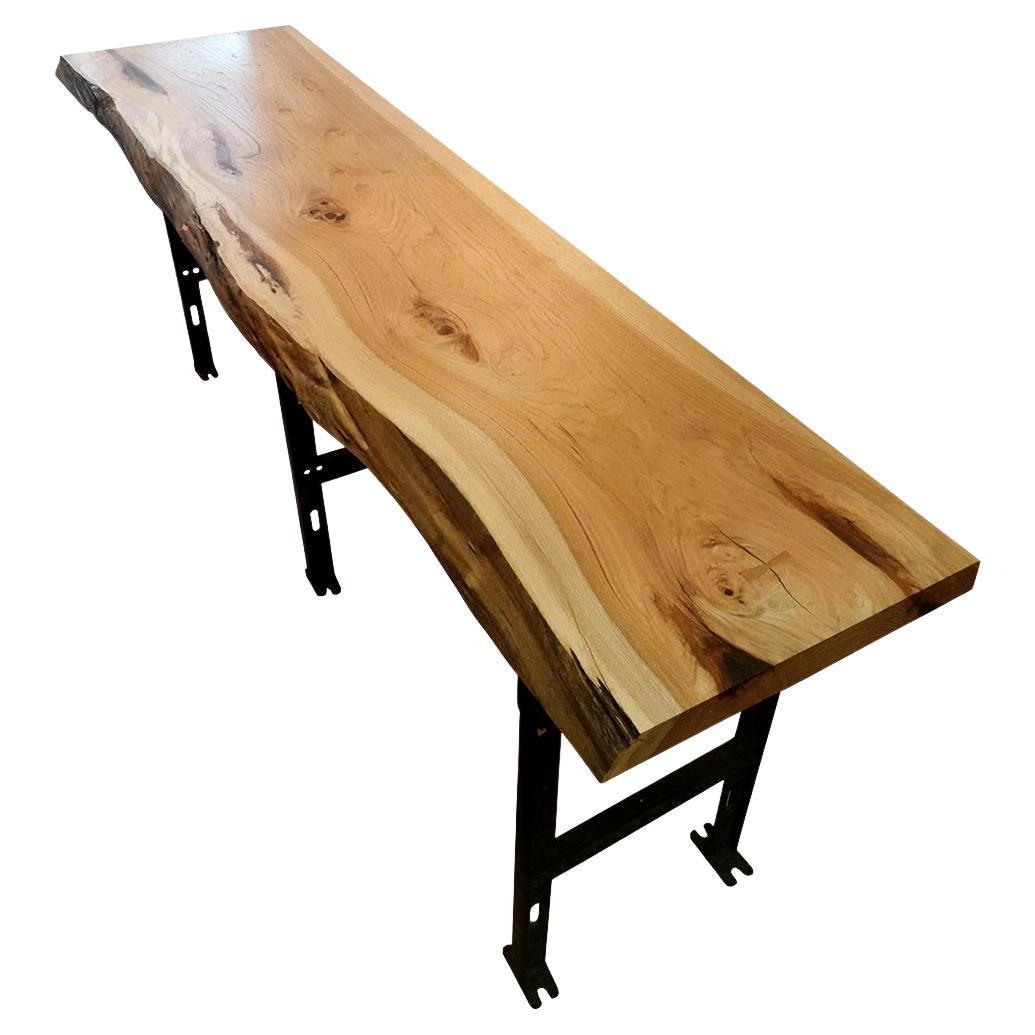 Rare Live Edge Chestnut Long Desk, in the Manner of George Nakashima For Sale