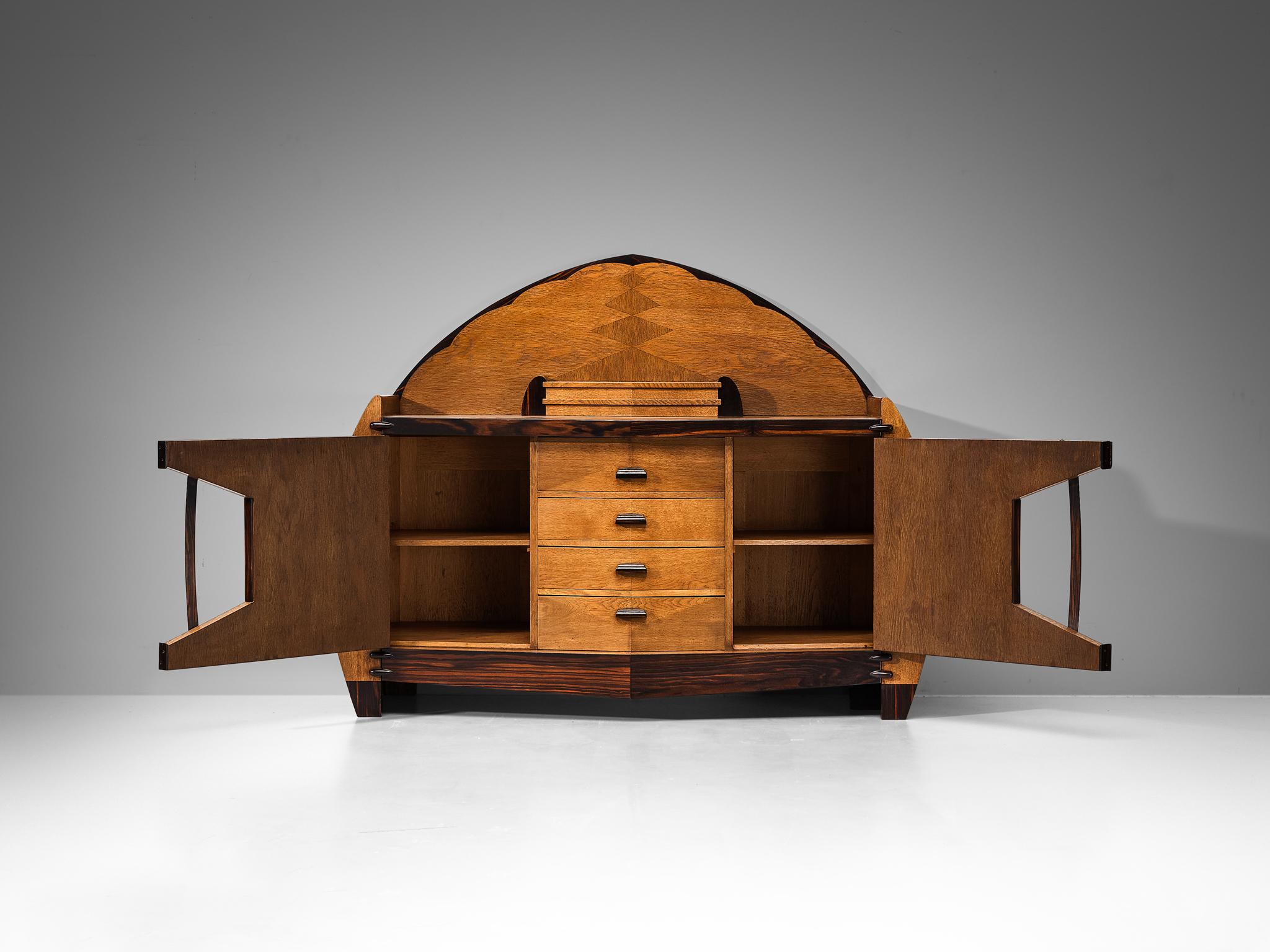 Rare L.J. Verweij for Intima Sideboard in Solid Oak and Coromandel In Good Condition For Sale In Waalwijk, NL