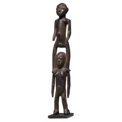 Rare Lobi double figure masculine debout sur les épaules Ghana Afrique