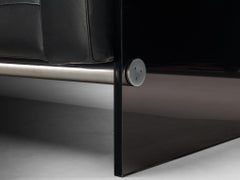 Raro sofá Lodovico Acerbis "Gema" de cuero negro y acrílico