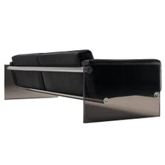 Rare Lodovico Acerbis 
Gem
 Sofa in Black Leather and Acrylic