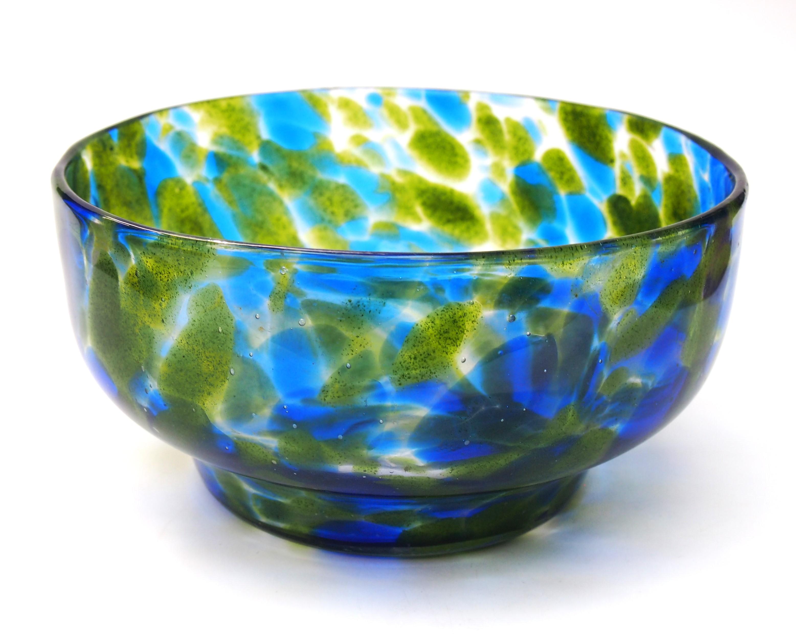 Art nouveau Rare bol/vase en verre médina bleu et vert de Loetz Glass & Greene & Greene c1904 -Bohème en vente