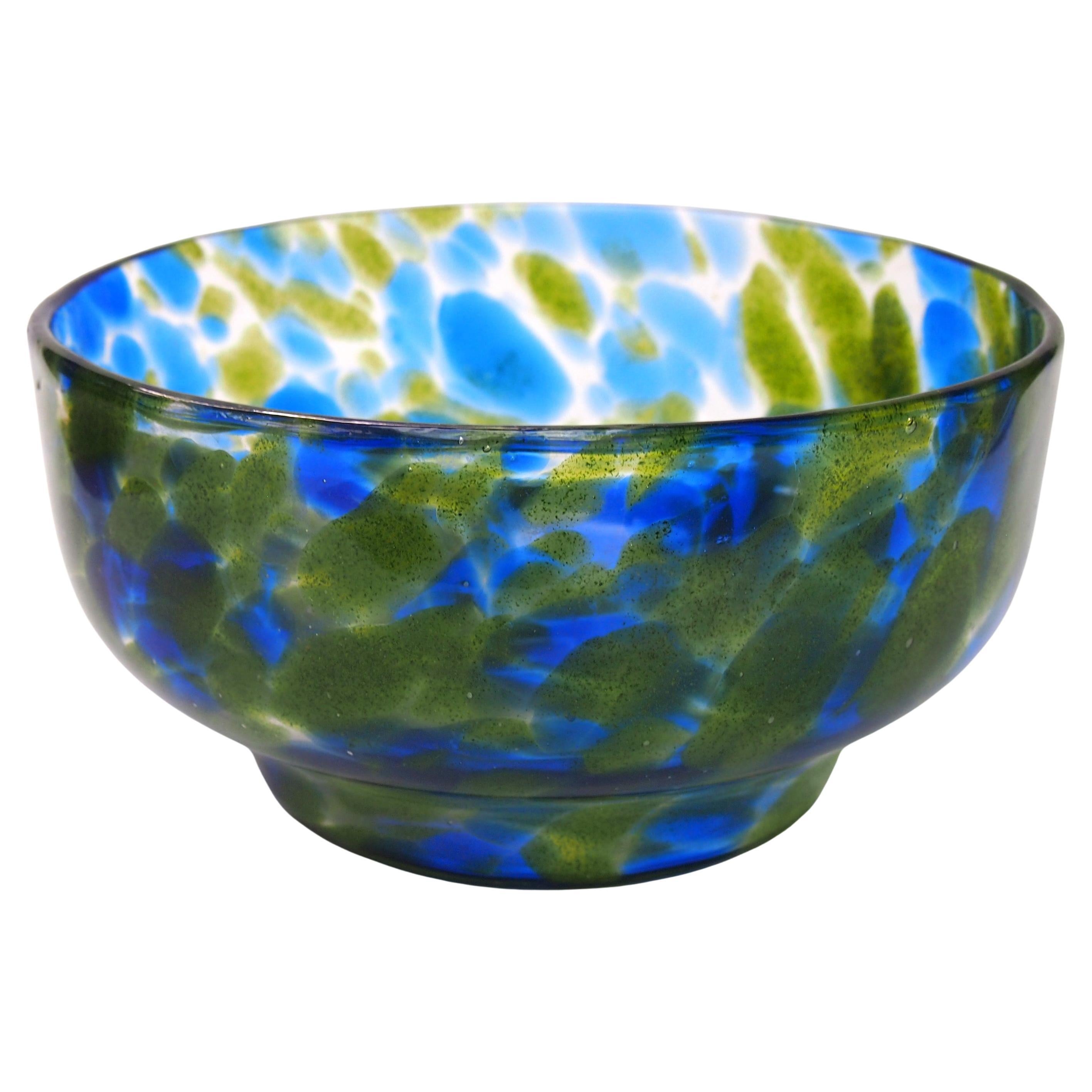 Rare bol/vase en verre médina bleu et vert de Loetz Glass & Greene & Greene c1904 -Bohème en vente
