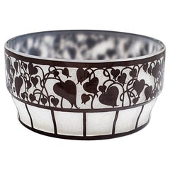 Antique Rare Loetz Bowl Hans Bolek Opal with Black, circa 1915