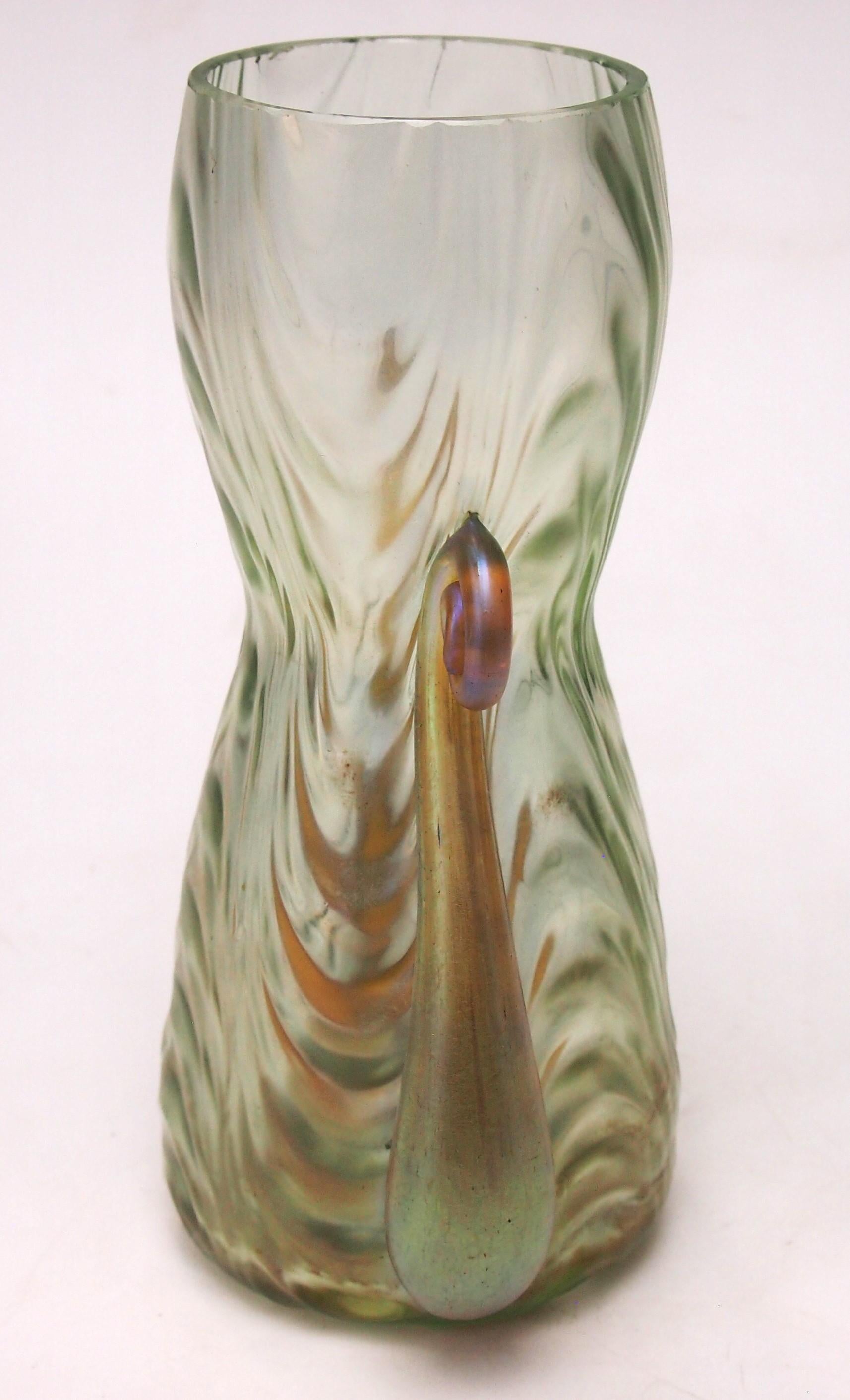 Czech Rare Loetz Candia and green Coppelia Glass Vase c1904 -Bohemian