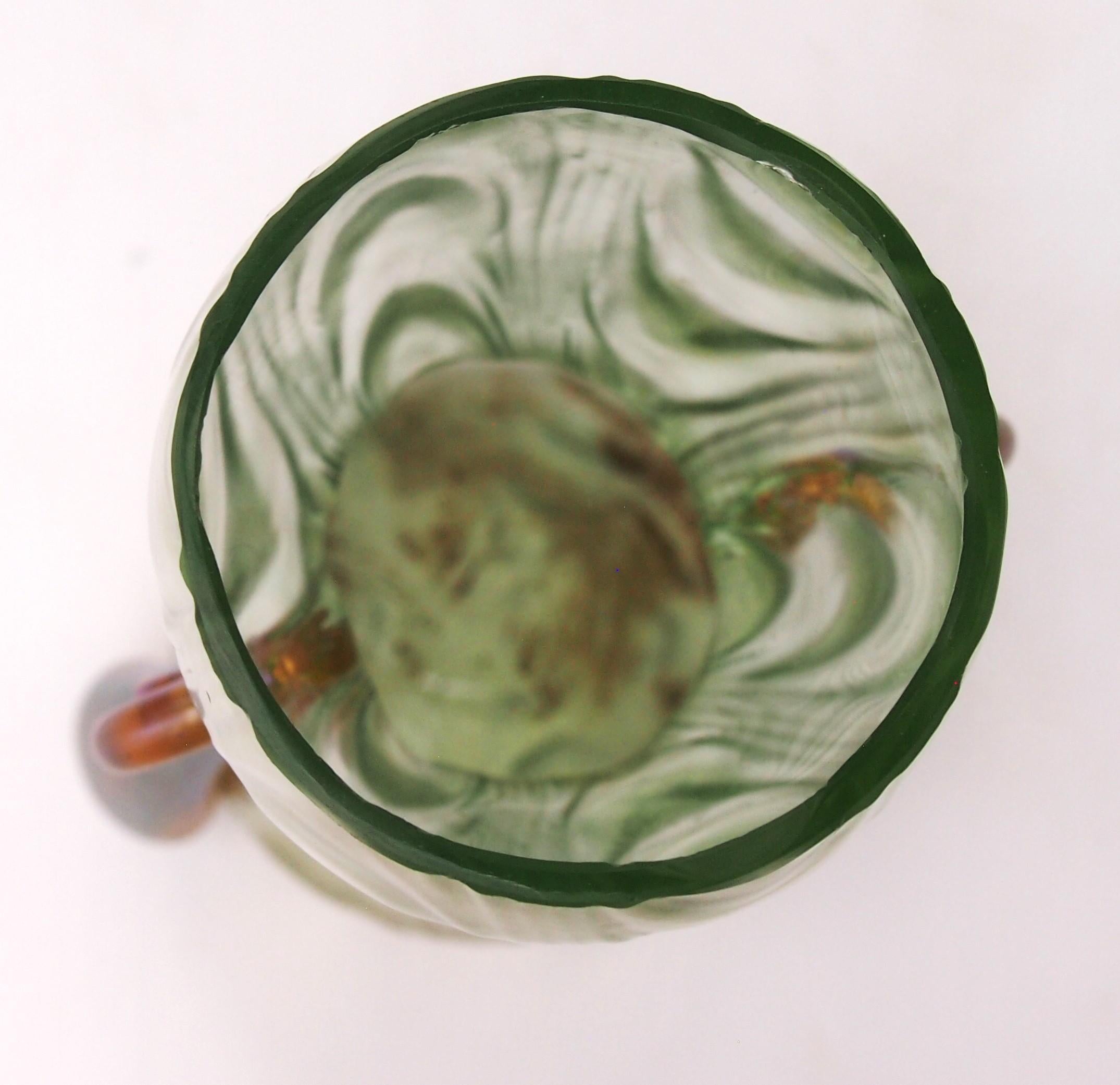 Early 20th Century Rare Loetz Candia and green Coppelia Glass Vase c1904 -Bohemian