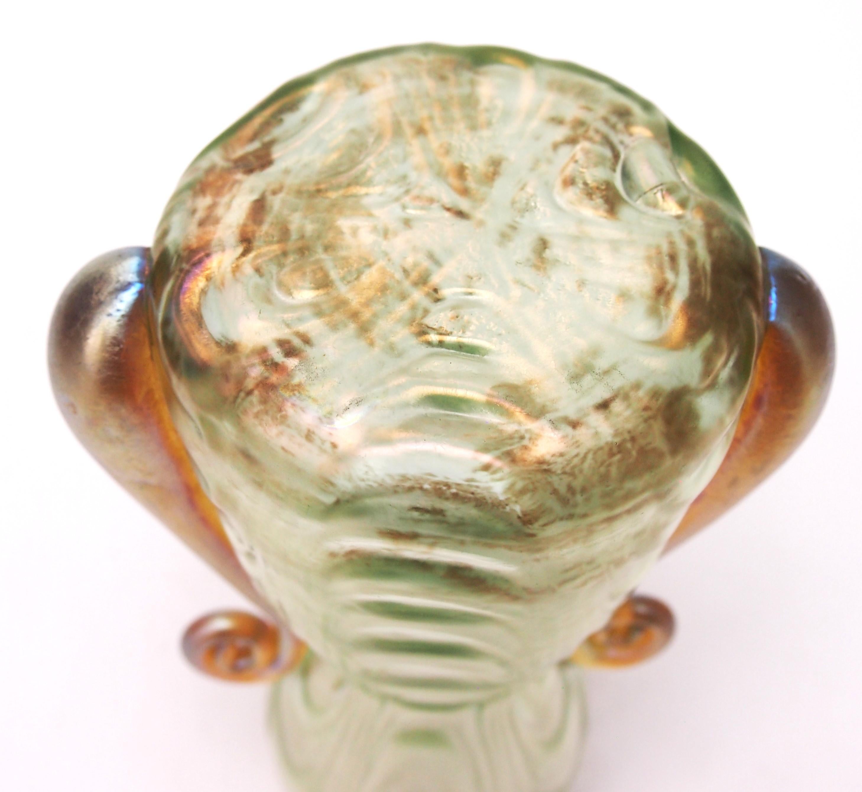 Art Glass Rare Loetz Candia and green Coppelia Glass Vase c1904 -Bohemian