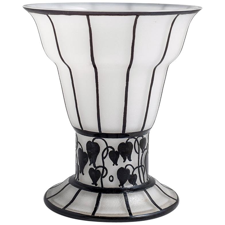 Rare Loetz Goblet Hans Bolek Opal with Black, circa 1915 For Sale