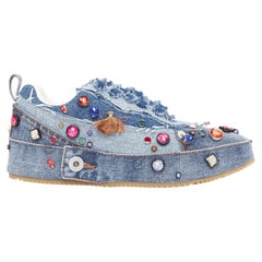 rare LOEWE 2023 Studio Ghibli Howls Moving Castle crystal denim sneakers EU39