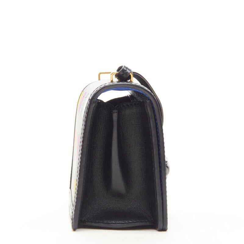 rare LOEWE Barcelona black leather neon heart print crossbody bag In Good Condition For Sale In Hong Kong, NT