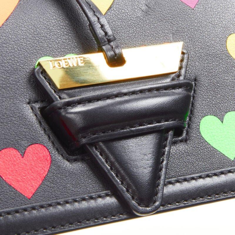 rare LOEWE Barcelona black leather neon heart print crossbody bag For Sale 2