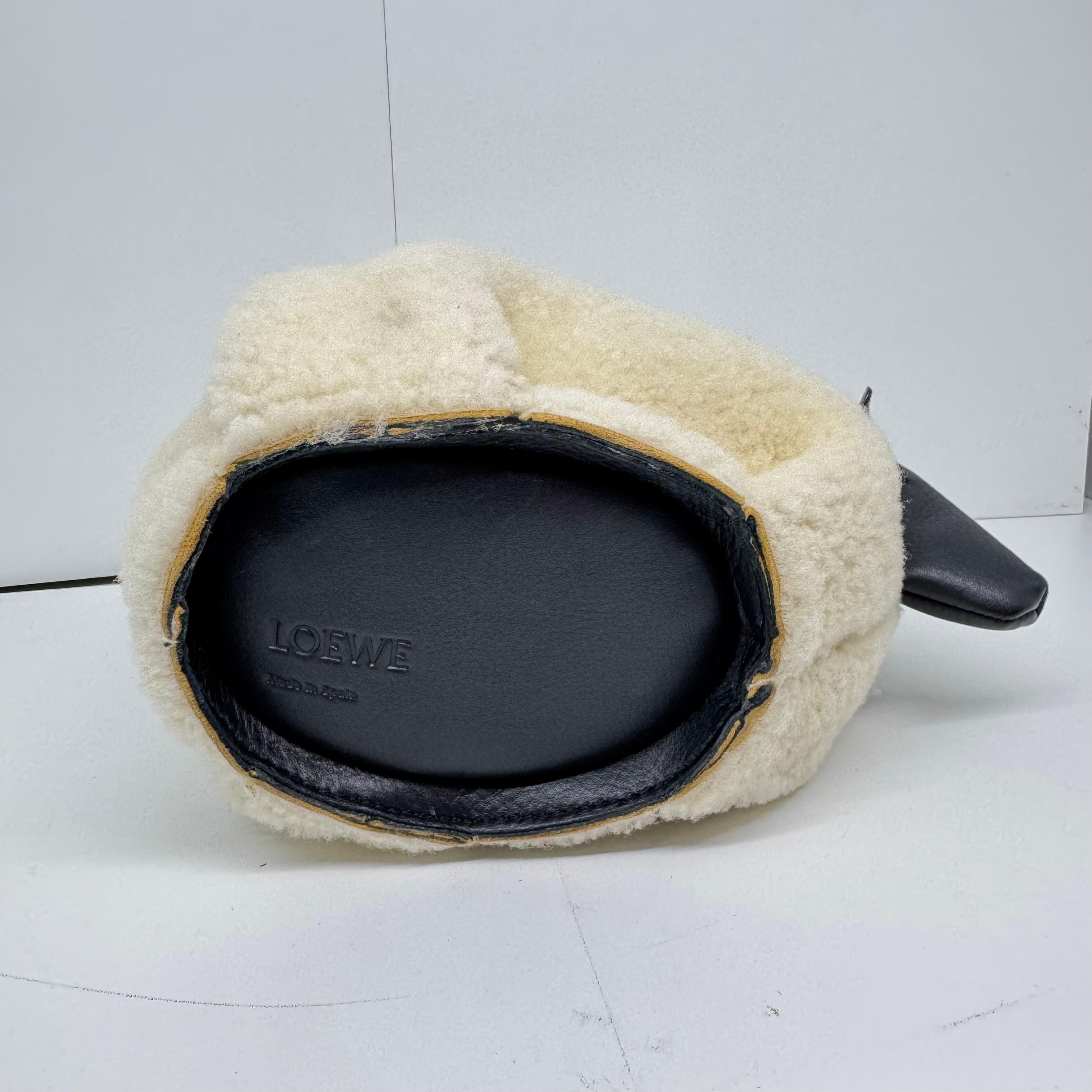 Brown Rare Loewe Mini Sheep Shearling Crossbody Bag For Sale