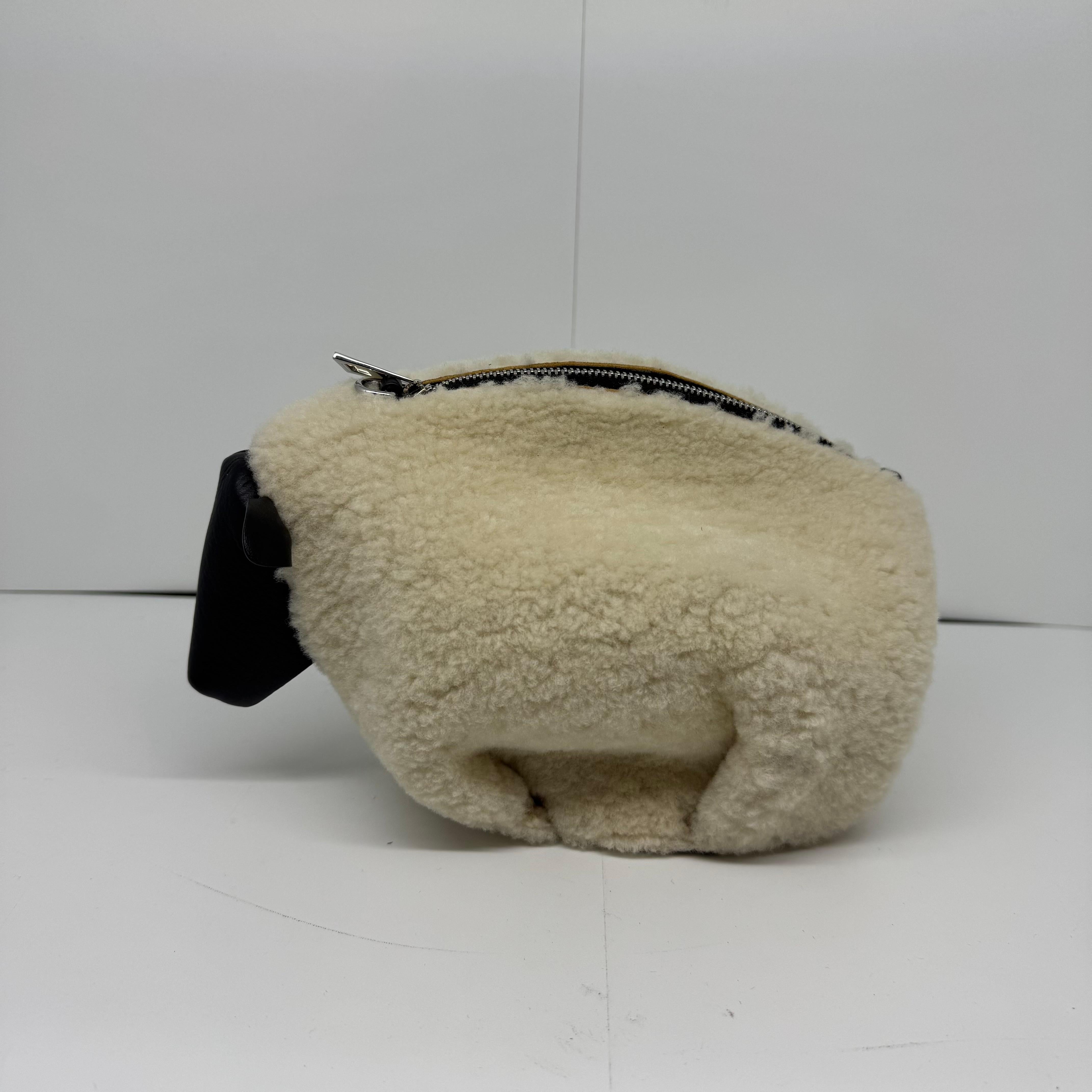 Rare Loewe Mini Sheep Shearling Crossbody Bag For Sale 3