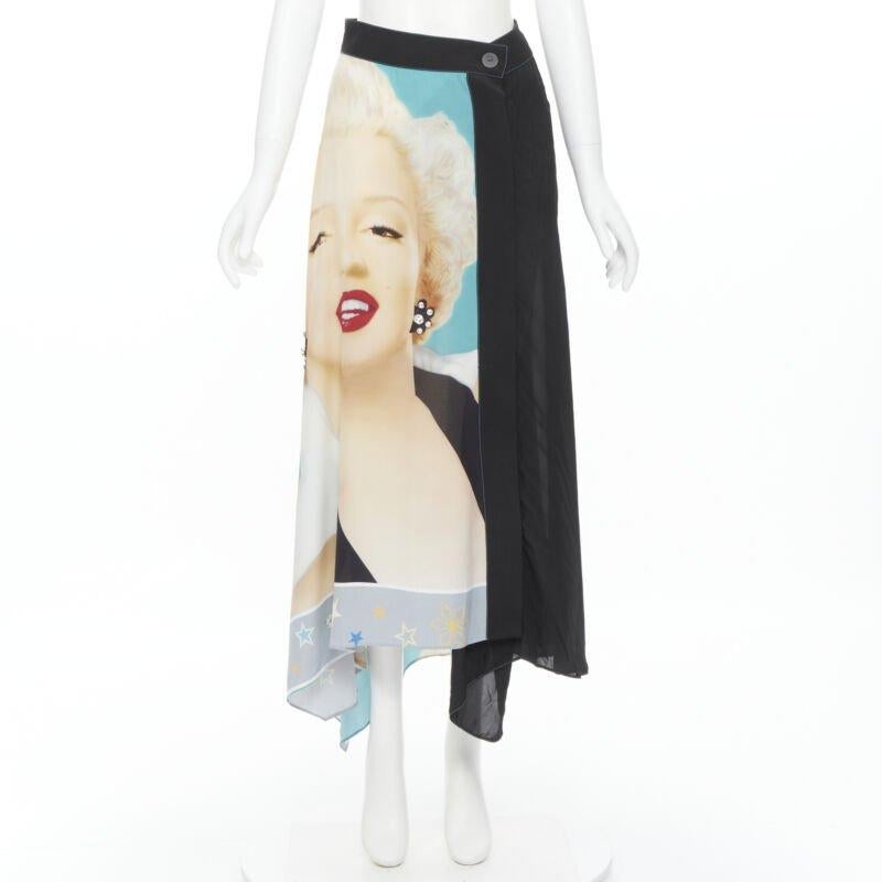 rare LOEWE Pop Art lady portrait print crystal embellished wrap skirt FR36 XS For Sale 6