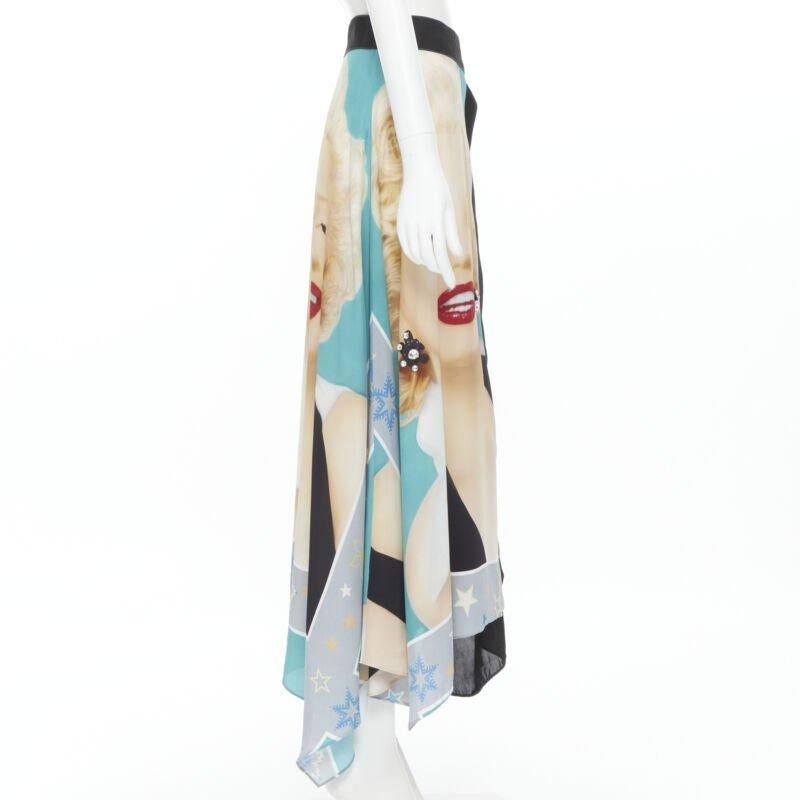 rare LOEWE Pop Art lady portrait print crystal embellished wrap skirt FR36 XS In New Condition For Sale In Hong Kong, NT