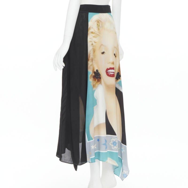 Women's rare LOEWE Pop Art lady portrait print crystal embellished wrap skirt FR36 XS For Sale