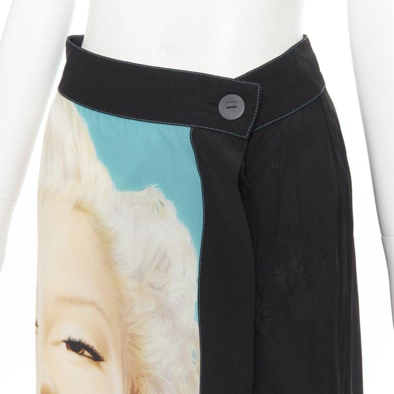 rare LOEWE Pop Art lady portrait print crystal embellished wrap skirt FR36 XS For Sale 1