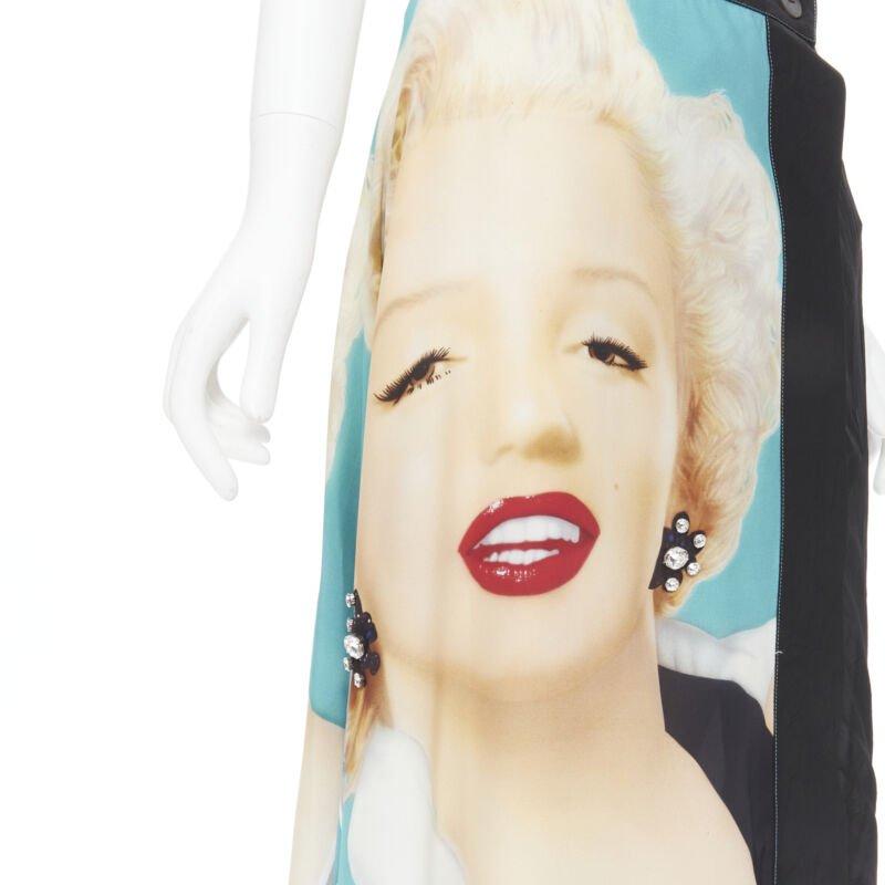 rare LOEWE Pop Art lady portrait print crystal embellished wrap skirt FR36 XS For Sale 2