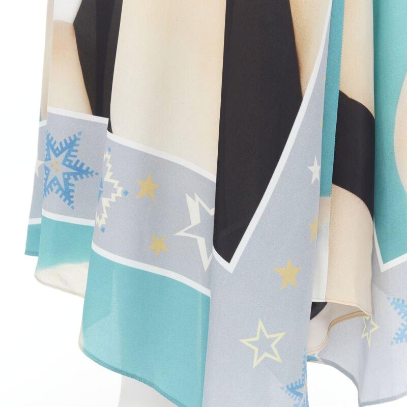rare LOEWE Pop Art lady portrait print crystal embellished wrap skirt FR36 XS For Sale 3