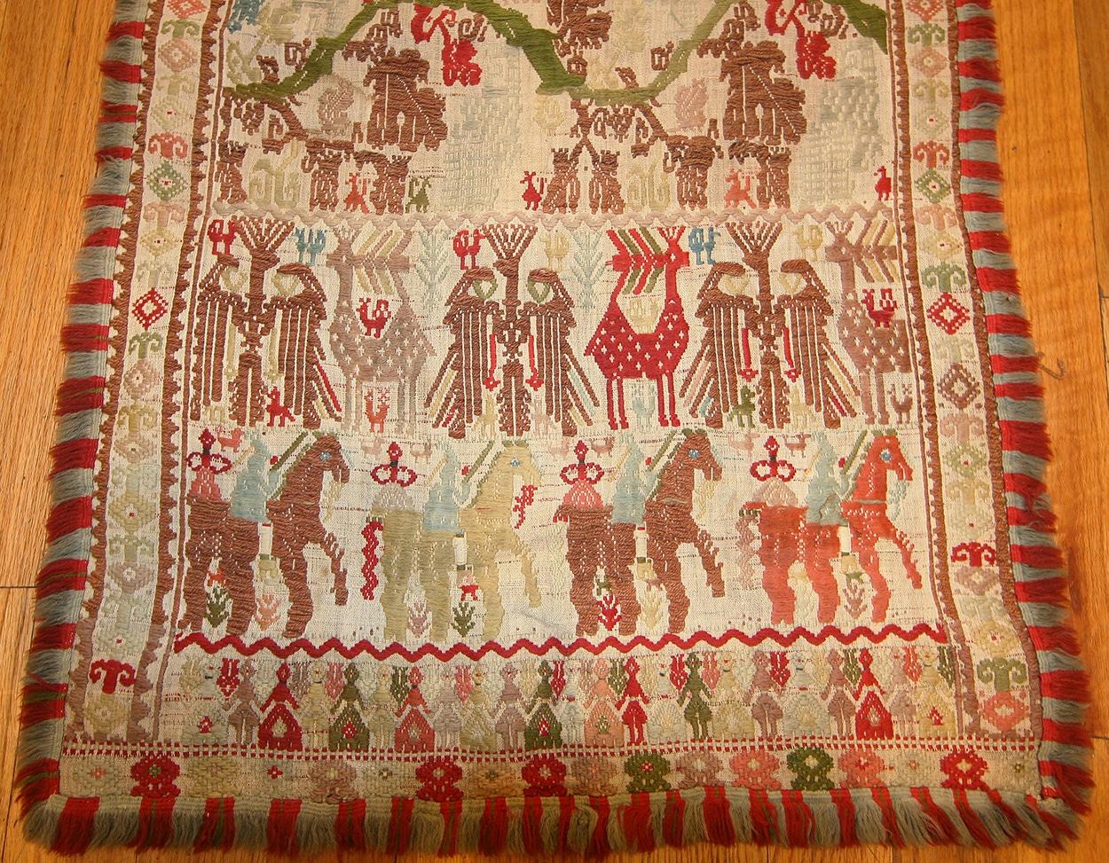 Grec Rare et étroit textile brodé de gée ancien de 2'2