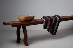 Banc long rare en pin d'art populaire suédois